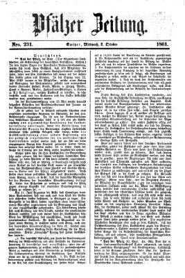 Pfälzer Zeitung Mittwoch 2. Oktober 1861