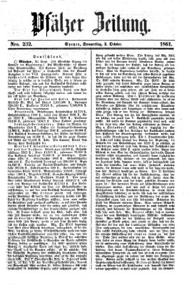 Pfälzer Zeitung Donnerstag 3. Oktober 1861