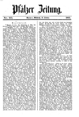 Pfälzer Zeitung Mittwoch 16. Oktober 1861