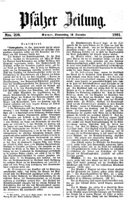 Pfälzer Zeitung Donnerstag 19. Dezember 1861