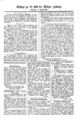 Pfälzer Zeitung Samstag 17. August 1861