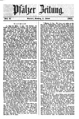 Pfälzer Zeitung Samstag 11. Januar 1862