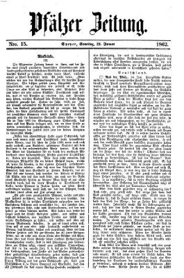 Pfälzer Zeitung Samstag 18. Januar 1862