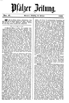 Pfälzer Zeitung Dienstag 18. Februar 1862