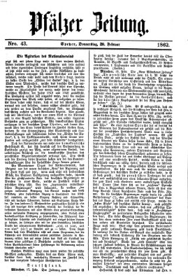 Pfälzer Zeitung Donnerstag 20. Februar 1862