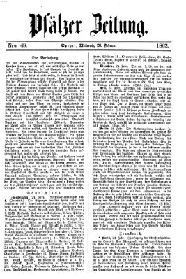 Pfälzer Zeitung Mittwoch 26. Februar 1862