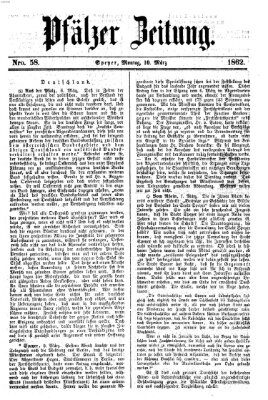 Pfälzer Zeitung Montag 10. März 1862