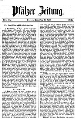 Pfälzer Zeitung Donnerstag 24. April 1862