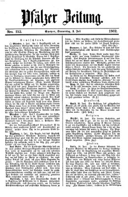 Pfälzer Zeitung Donnerstag 3. Juli 1862