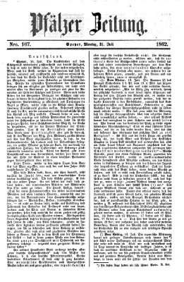 Pfälzer Zeitung Montag 21. Juli 1862