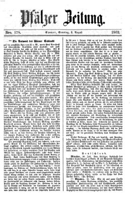 Pfälzer Zeitung Samstag 2. August 1862