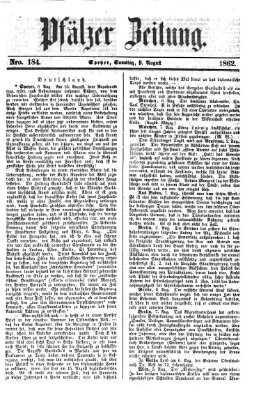 Pfälzer Zeitung Samstag 9. August 1862