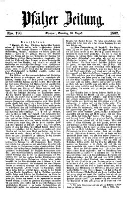 Pfälzer Zeitung Samstag 16. August 1862