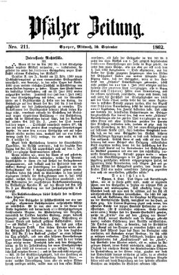 Pfälzer Zeitung Mittwoch 10. September 1862