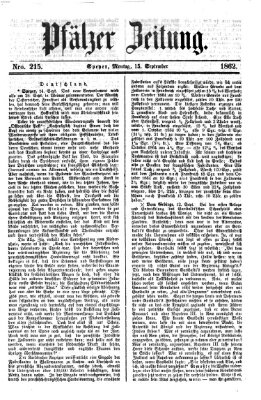 Pfälzer Zeitung Montag 15. September 1862