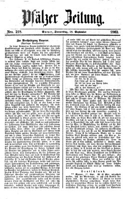 Pfälzer Zeitung Donnerstag 18. September 1862