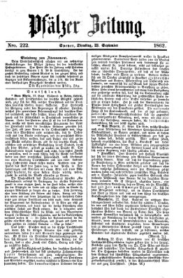 Pfälzer Zeitung Dienstag 23. September 1862