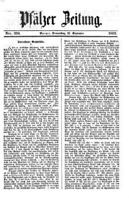 Pfälzer Zeitung Donnerstag 25. September 1862