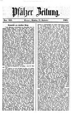 Pfälzer Zeitung Samstag 27. September 1862