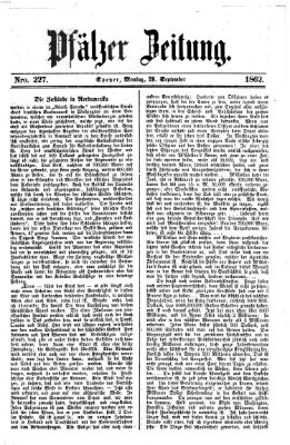 Pfälzer Zeitung Montag 29. September 1862