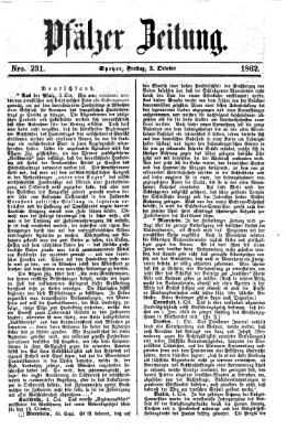 Pfälzer Zeitung Freitag 3. Oktober 1862