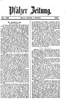 Pfälzer Zeitung Dienstag 4. November 1862