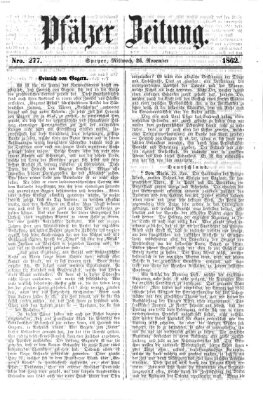 Pfälzer Zeitung Mittwoch 26. November 1862