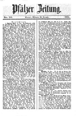 Pfälzer Zeitung Mittwoch 24. Dezember 1862