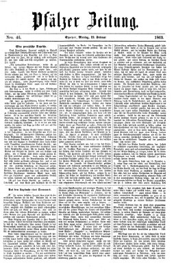 Pfälzer Zeitung Montag 23. Februar 1863