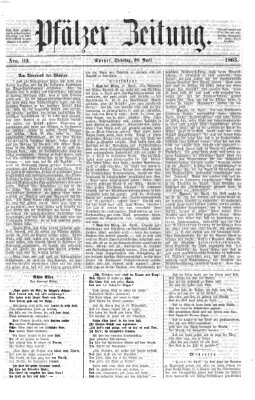 Pfälzer Zeitung Dienstag 28. April 1863