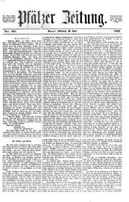 Pfälzer Zeitung Mittwoch 29. April 1863