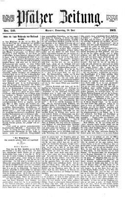 Pfälzer Zeitung Donnerstag 18. Juni 1863