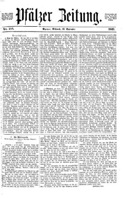 Pfälzer Zeitung Mittwoch 16. September 1863