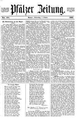 Pfälzer Zeitung Donnerstag 1. Oktober 1863