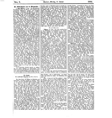 Pfälzer Zeitung Montag 11. Januar 1864