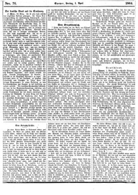 Pfälzer Zeitung Freitag 1. April 1864