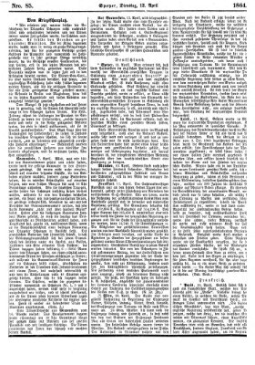 Pfälzer Zeitung Dienstag 12. April 1864