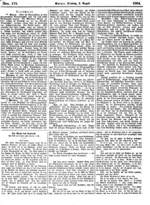 Pfälzer Zeitung Dienstag 2. August 1864