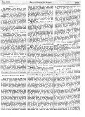 Pfälzer Zeitung Samstag 10. September 1864