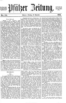 Pfälzer Zeitung Dienstag 13. September 1864