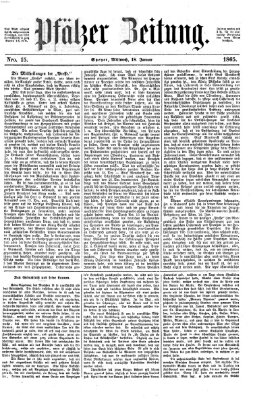 Pfälzer Zeitung Mittwoch 18. Januar 1865