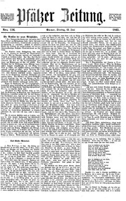 Pfälzer Zeitung Dienstag 13. Juni 1865