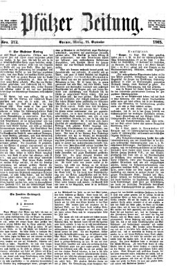 Pfälzer Zeitung Montag 11. September 1865