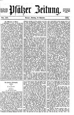 Pfälzer Zeitung Samstag 16. September 1865