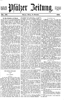 Pfälzer Zeitung Montag 18. September 1865