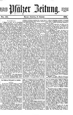 Pfälzer Zeitung Donnerstag 21. September 1865