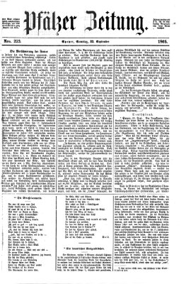 Pfälzer Zeitung Samstag 23. September 1865