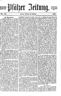 Pfälzer Zeitung Dienstag 26. September 1865