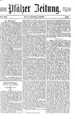 Pfälzer Zeitung Donnerstag 2. November 1865