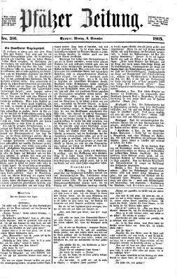 Pfälzer Zeitung Montag 6. November 1865